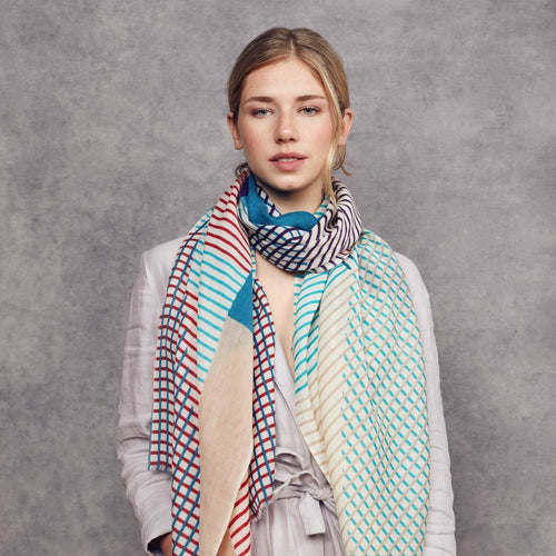 FRANCISCA SCARF - TURQUOISE AND PURPLE