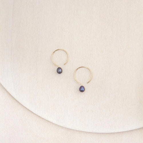 RING EARRINGS WITH PEARL - 13 MM - LAMINATED GOLD - CAMILLETTE