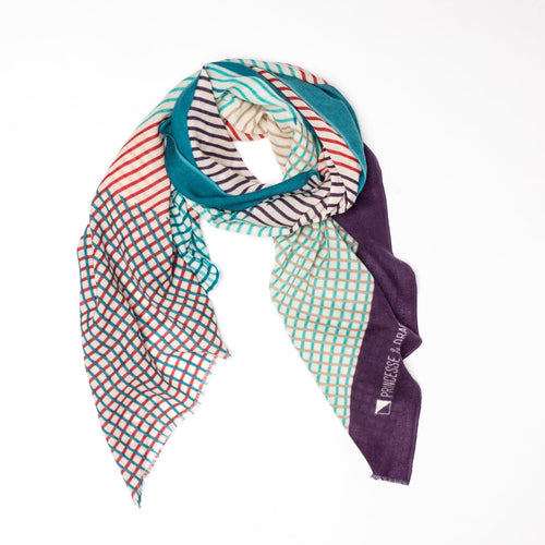 FRANCISCA SCARF - TURQUOISE AND PURPLE