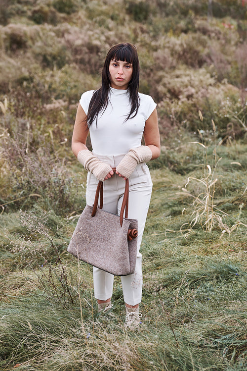 FELT AND SUMAC LEATHER TOTE BAG - CLAUDETTE