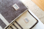 BLANKET - 100% VIRGIN WOOL TWEED PALE GRAY AND BROWN STRIPES - MACAUSLANDS