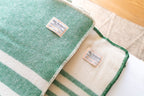 BLANKET - 100% VIRGIN WOOL TWEED BLUE AND NATURAL STRIPES - MACAUSLANDS