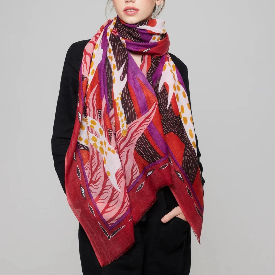 TOPAZ SCARF - RED, PINK AND PURPLE