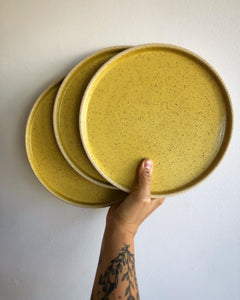 SPECKLE STONEWARE LARGE PLATE - YELLOW