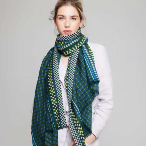 AZUR SCARF - BLUE, FOREST GREEN AND SKY BLUE