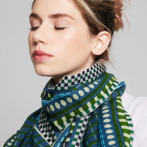 AZUR SCARF - BLUE, FOREST GREEN AND SKY BLUE