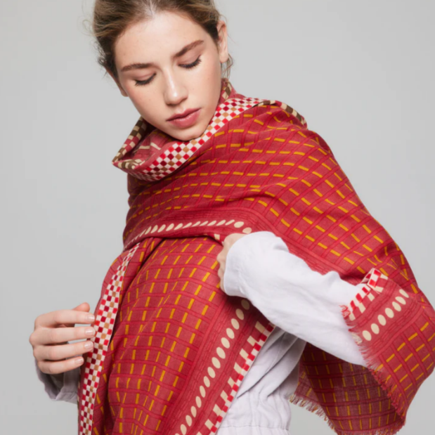 FOULARD AZUR - ROUGE ET JAUNE