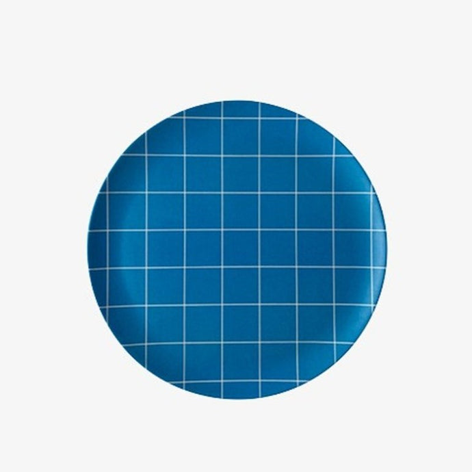 BAMBOO PLATES - SMALL BLUE GRID