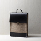 FELT AND BLACK LEATHER BACKPACK - HENRI