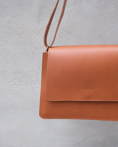 COGNAC LEATHER SHOULDER BAG - LOUIS-PHILIPPE