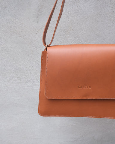 LOUIS-PHILIPPE COGNAC LEATHER BAG 