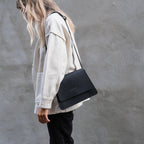 BLACK LEATHER SHOULDER BAG - PETIT LOUIS