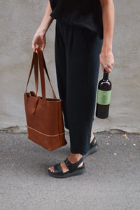 SAC FOURRE-TOUT EN CUIR COGNAC - MADO