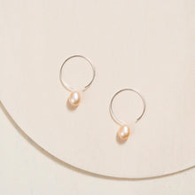 Load image into Gallery viewer, RING EARRINGS WITH PEARL - 13 MM - SILVER - CAMILLETTE