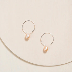 RING EARRINGS WITH PEARL - 13 MM - SILVER - CAMILLETTE