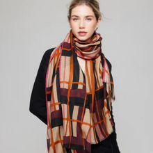 Load image into Gallery viewer, INVERNESS SCARF - BLACK, BEIGE AND ORANGE