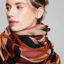 Load image into Gallery viewer, INVERNESS SCARF - BLACK, BEIGE AND ORANGE