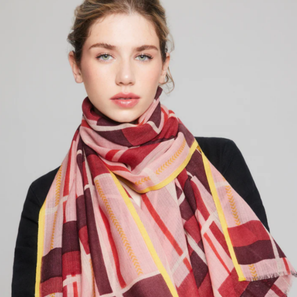 INVERNESS SCARF - PINK, ORANGE AND BRIGHT YELLOW