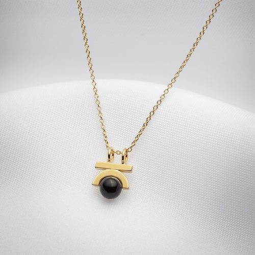 KIRA NECKLACE - SILVER OR GOLD WITH BLACK ONYX
