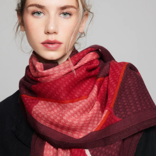LE GRAND LOSANGE SCARF - BORDEAUX, RED AND PINK