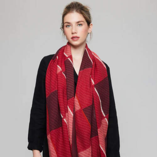 LE GRAND LOSANGE SCARF - BORDEAUX, RED AND PINK