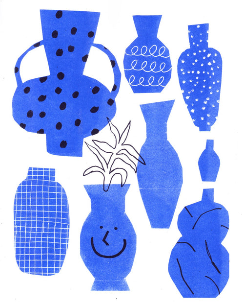 BLUE VASES - RISOGRAPHY