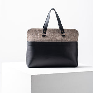 GRAND SAC EN FEUTRE ET EN CUIR NOIR - ELISABETH