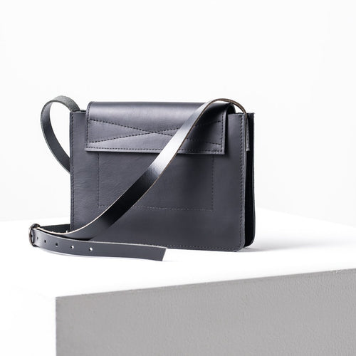 BLACK LEATHER SHOULDER BAG - PETIT LOUIS