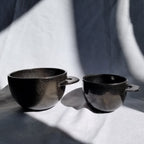 ESPRESSO OR CAPPUCCINO CUP IN STONEWARE - BLACK