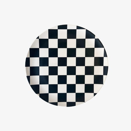 ASSIETTES EN BAMBOU - PETITE - MOD CHECK NOIRES