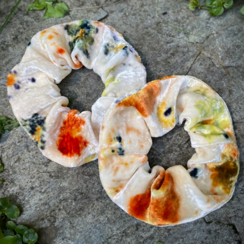 FLORAL PRINT SILK VELVET Scrunchies - MARIE LES BAINS