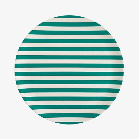 BAMBOO PLATES - LARGE GREEN STRIPES