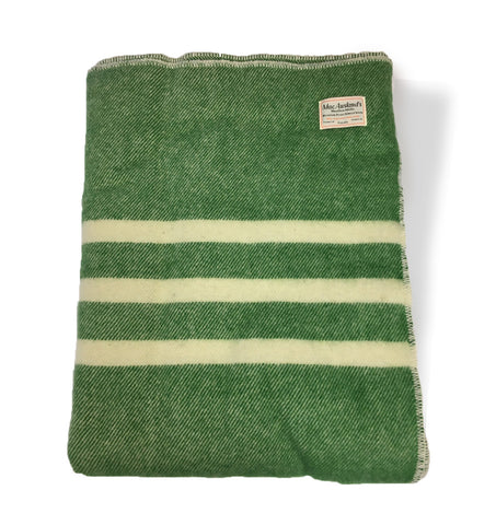 COUVERTURE - LAINE VIERGE 100% TWEED VERT ET RAYURES BLANCHES - MACAUSLANDS