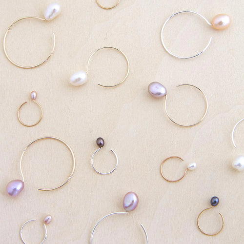 BOUCLES D'OREILLES ANNEAUX AVEC PERLE - 24 MM - ARGENT - CAMILLETTE